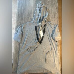 Gilded Intent Gray and Black Hooded Lace Up Shirt Size Medium